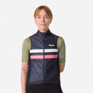 Rapha Brevet Gilet Mellény Női Sötétkék Rózsaszín Fehér | 06795WXRB