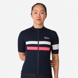 Rapha Brevet Jersey Női Sötétkék Rózsaszín Fehér | 93276BWLS