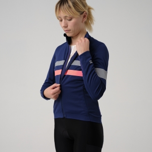 Rapha Brevet LS Gore-Tex Infinium Jersey Női Sötétkék Rózsaszín | 27841OBEF