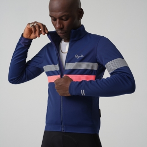 Rapha Brevet Long Sleeve Gore-Tex Infinium Jersey Férfi Sötétkék Rózsaszín | 57924KICJ