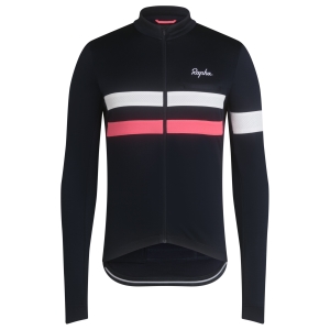 Rapha Brevet Long Sleeve Jersey Férfi Sötétkék Rózsaszín Fehér | 85942VWAC