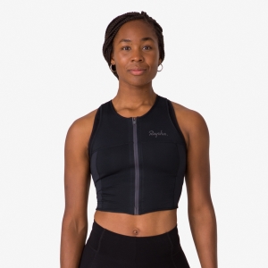 Rapha Cropped Zip Tank Jersey Női Fekete Fekete | 25401WVCX