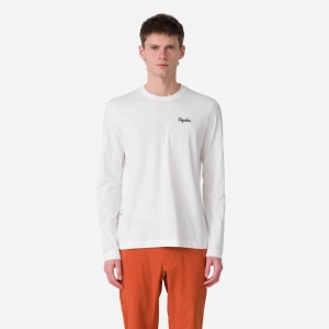 Rapha Logo Long Sleeve Póló Férfi Fehér Fekete | 62890XGRV