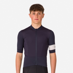 Rapha Pro Team Cycling Warm Lovaglás Jersey Férfi Sötétkék Fehér | 63205HQGL