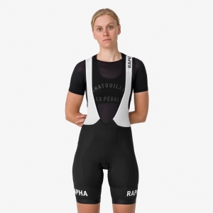 Rapha Pro Team Torna Bib Rövidnadrág Női Fekete Fehér | 63948VRHS