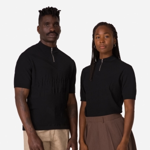 Rapha St Raphael Quarter Zip Knit Felsők Férfi Fekete | 71042OVUM