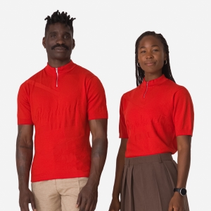 Rapha St Raphael Quarter Zip Knit Felsők Férfi Piros | 71350TXBY